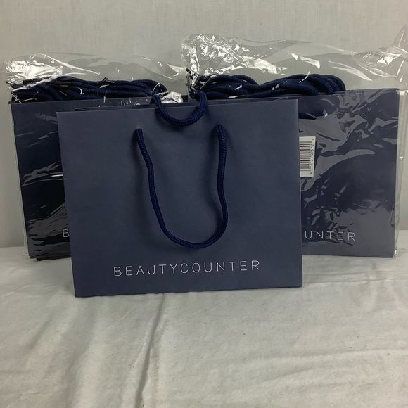 beautycounter Handbags - 9 BeautyCounter Navy Paper Bags with Drawstring and Metal Stops
